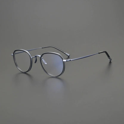 Titanium Olive Crystal Round Prescription Eyeglasses | Handmade Optical Frame for Rx Lenses – CINILY UK temple detail