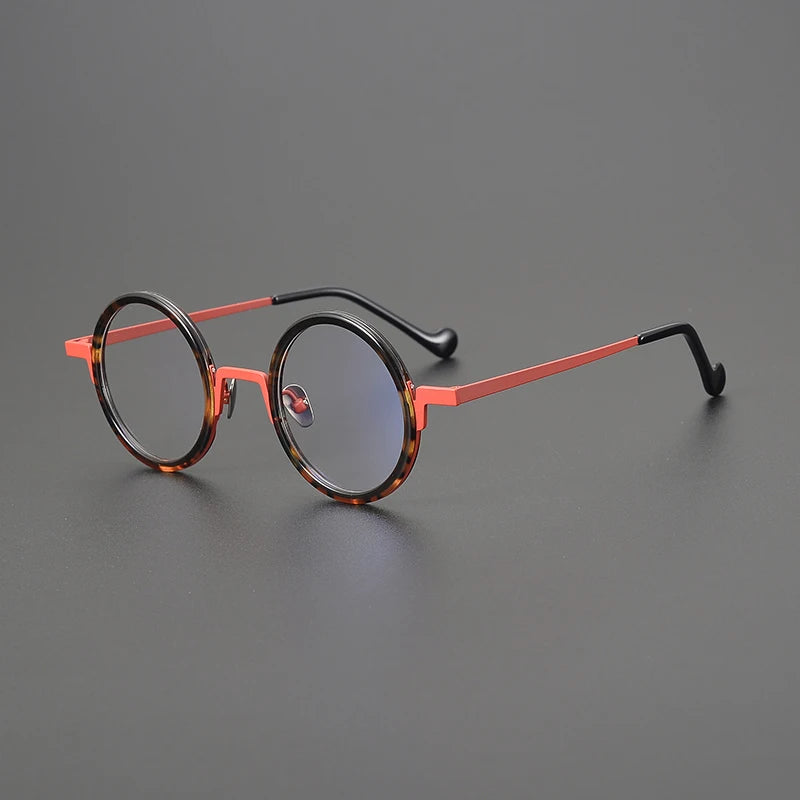 Titanium Amber Round Prescription Eyeglasses | Ultra-Light Optical Frame for Rx Lenses – CINILY UK - Red