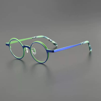 Titanium Colour-Accent Round Prescription Eyeglasses | Creative Lightweight Rx Glasses – CINILY UK side view