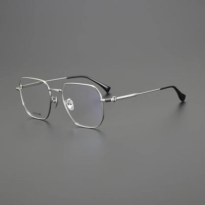 Titanium Oversized Geometric Prescription Eyeglasses | Ultra-Light Optical Frame for Rx Lenses – CINILY UK side view