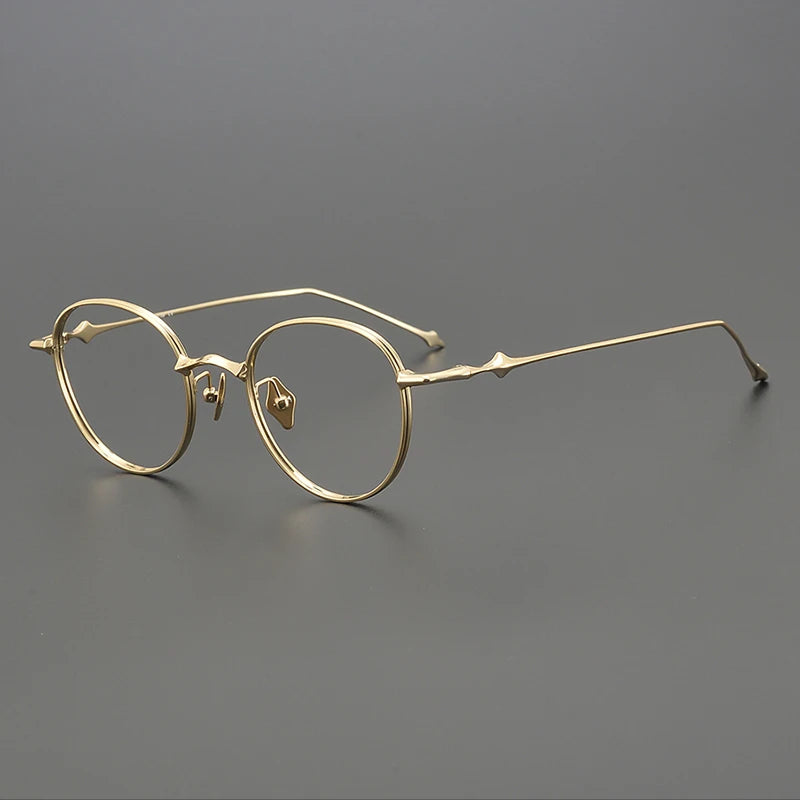Ultra-Light Titanium Round Prescription Eyeglasses | Vintage Optical Frame for Rx Lenses – CINILY UK - Gold