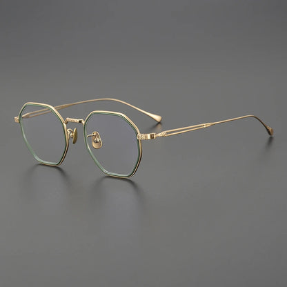 Japanese Titanium Blue Geometric Prescription Eyeglasses | Ultra-Light Optical Frame for Rx Lenses – CINILY UK