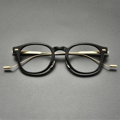 Acetate Titanium Round Prescription Eyeglasses