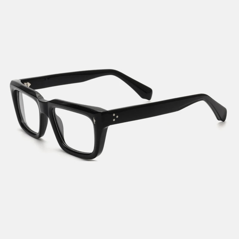 Vintage Thick Acetate Square Prescription Eyeglasses Frame - Black
