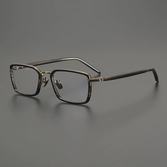 Titanium Acetate Browline Square Prescription Eyeglasses