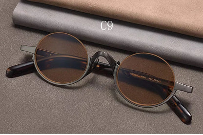 Retro Oval Polarised Sunglasses | Titanium Frame | Dark Brown additional product view