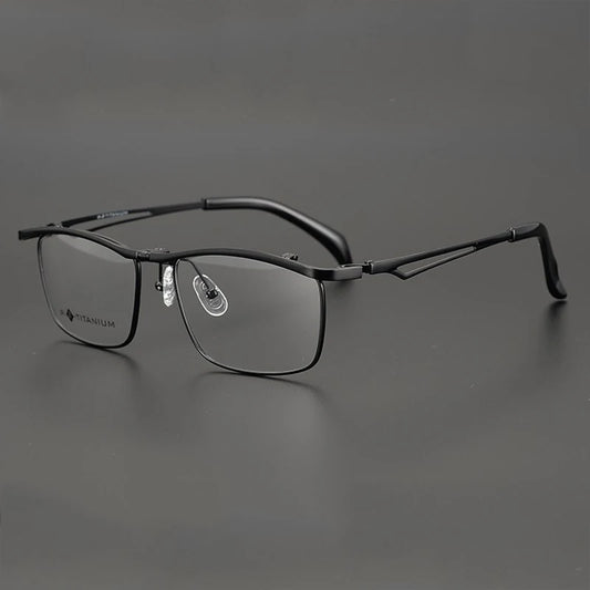 Titanium Flip-Up Square Prescription Eyeglasses
