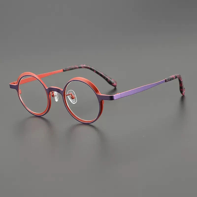 Titanium Colour-Accent Round Prescription Eyeglasses