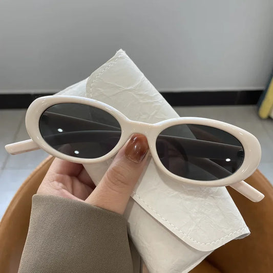 Cream Oval UV400 Sunglasses | Retro Women’s Fashion Shades – CINILY UK