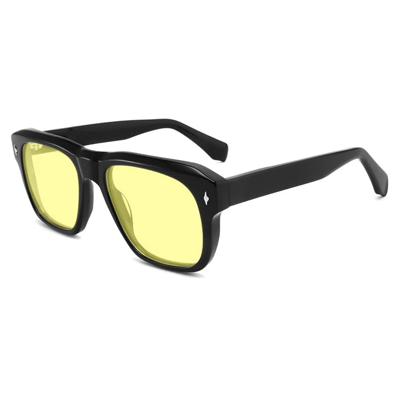 Vintage Polarised Acetate Sunglasses UV400 with a Larger Fit - Black
