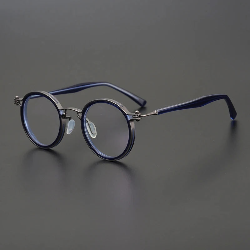 Ultra-Light Pure Titanium Vintage Round Optical Glasses Frame - C1