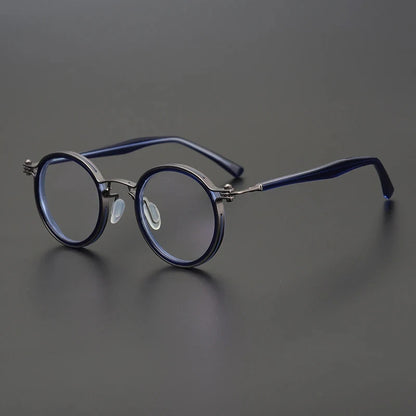 Ultra-Light Pure Titanium Vintage Round Optical Glasses Frame additional product view