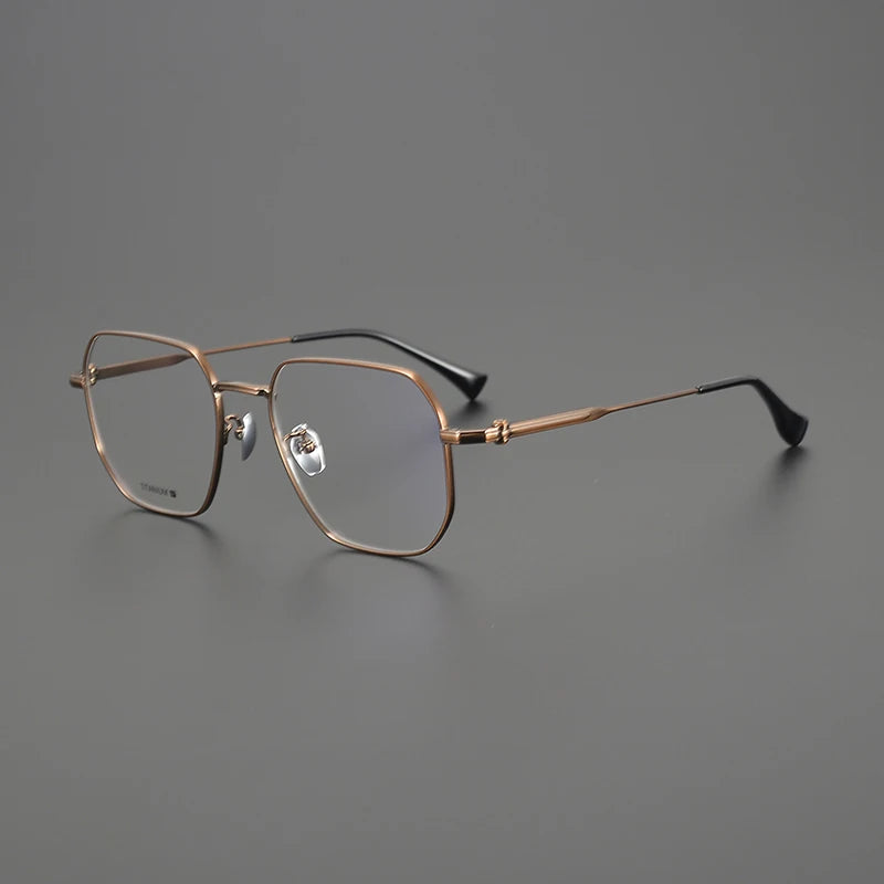 Titanium Oversized Geometric Prescription Eyeglasses | Ultra-Light Optical Frame for Rx Lenses – CINILY UK - Bronze