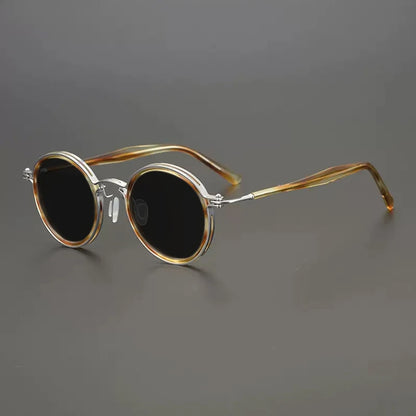 Vintage Round Polarised Sunglasses UV400 with Titanium Detail