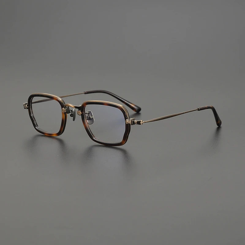 Titanium Acetate Two-Tone Square Prescription Eyeglasses