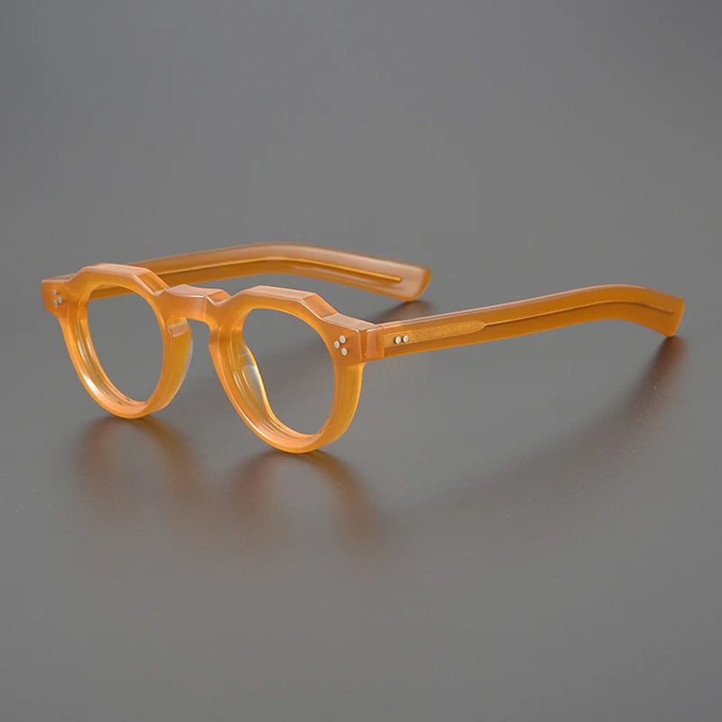 Vintage Small Round Acetate Glasses Frame | Prescription-Ready - Orange