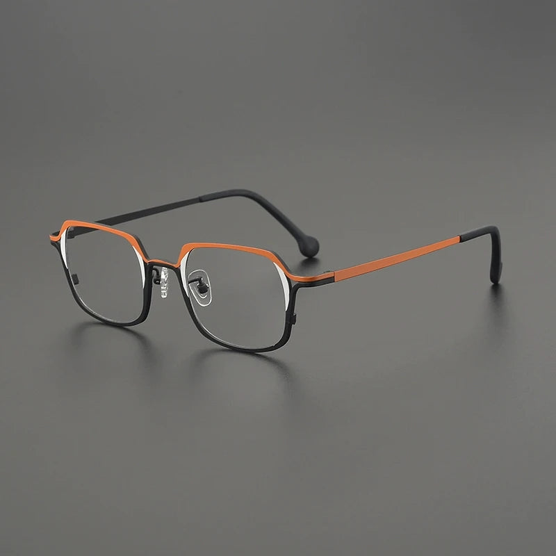 Titanium Colour-Outline Square Prescription Eyeglasses