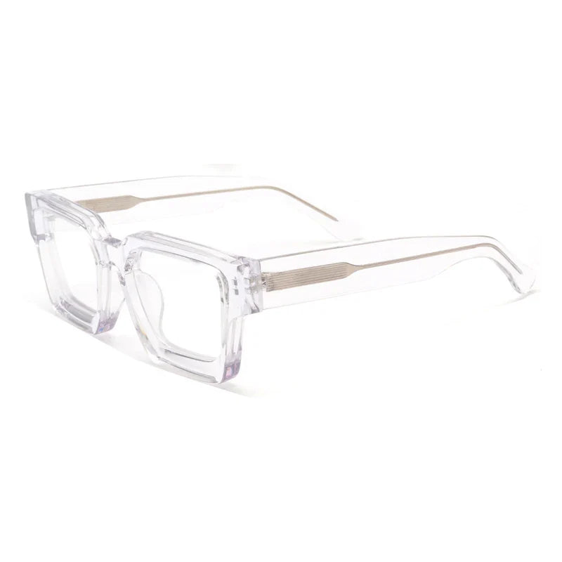 Vintage Thick Acetate Square Glasses Frame | Unisex - Transparent