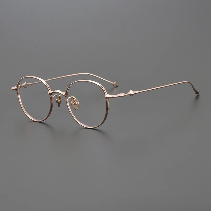 Ultra-Light Titanium Round Prescription Eyeglasses | Vintage Optical Frame for Rx Lenses – CINILY UK - Rose Gold