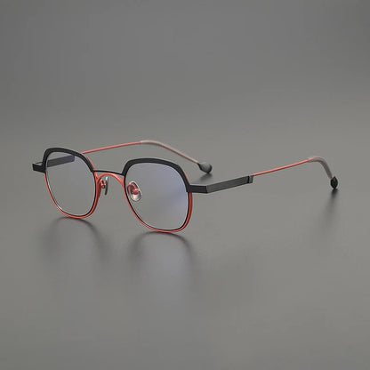 Titanium Mustard Geometric Prescription Eyeglasses | Ultra-Light Optical Frame for Rx Lenses – CINILY UK front view