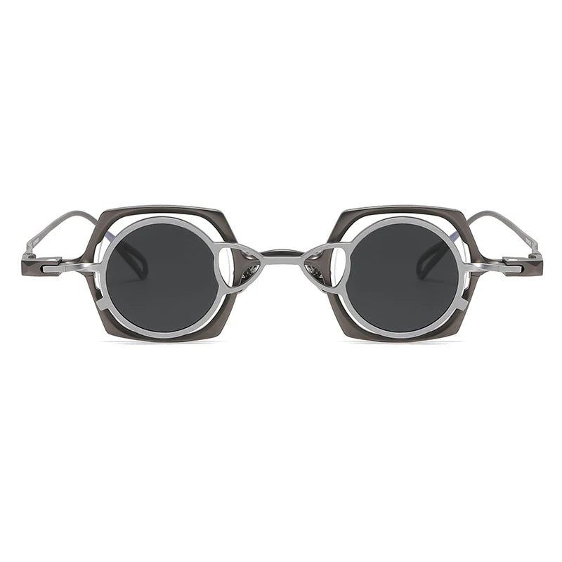 2-in-1 Magnetic Clip-On Pure Titanium Eyeglasses with Polarised Clip - GUNMETAL