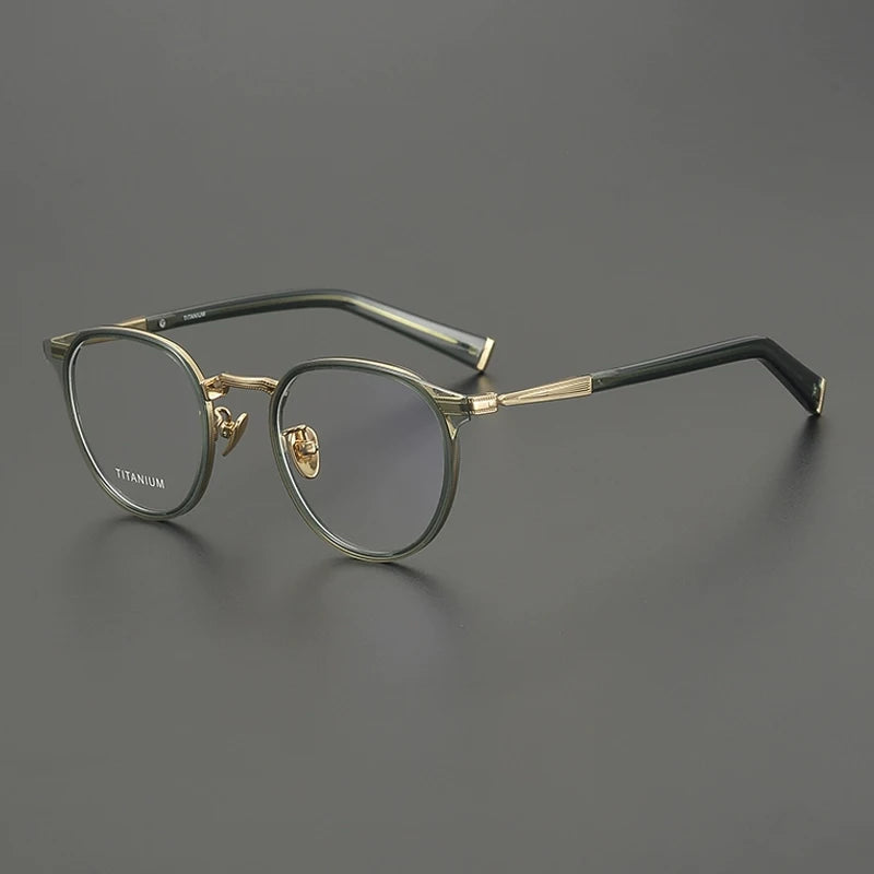 Acetate Titanium Round Prescription Eyeglasses