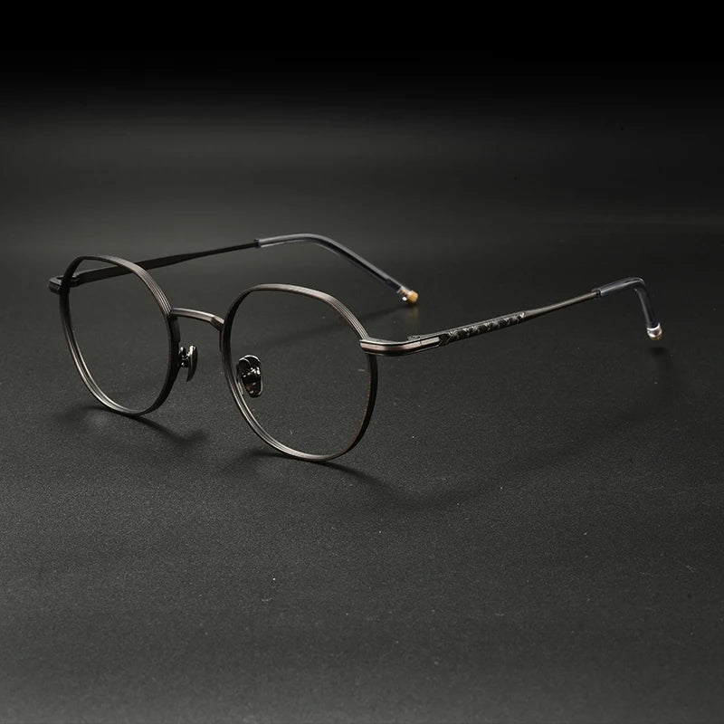 Japanese Titanium Wire Round Prescription Eyeglasses | Retro Optical Frame for Rx Lenses – CINILY UK - GUNMETAL