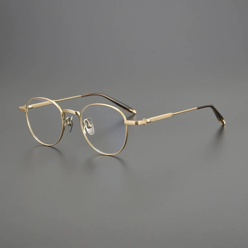 Titanium Minimalist Round Eyeglasses | Ultra-Light Retro Optical Frames – CINILY UK - Gold