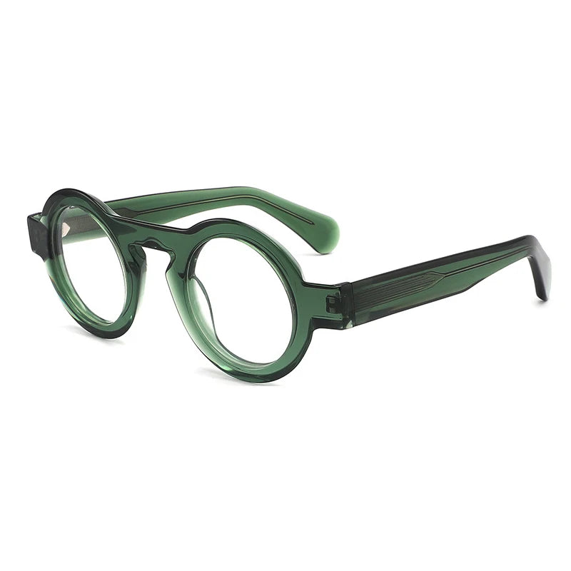 Handmade Acetate Round Prescription Glasses | Photochromic & Anti-Blue Light Options - Green