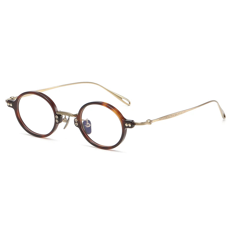 Petite Titanium Acetate Round Prescription Eyeglasses | Ultra-Light Optical Frame for Rx Lenses – CINILY UK - Amber