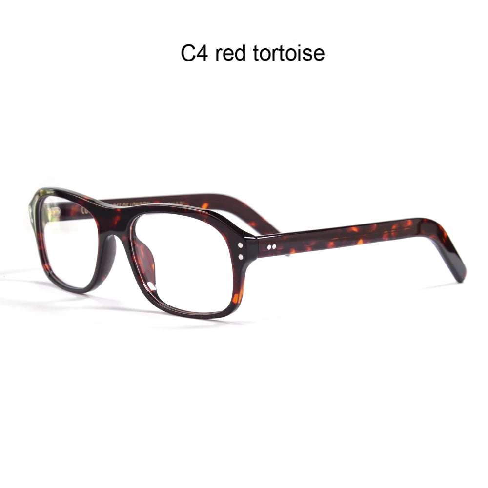 Retro Rectangle Acetate Glasses | Kingsman-Inspired Frame - Pink Tortoiseshell