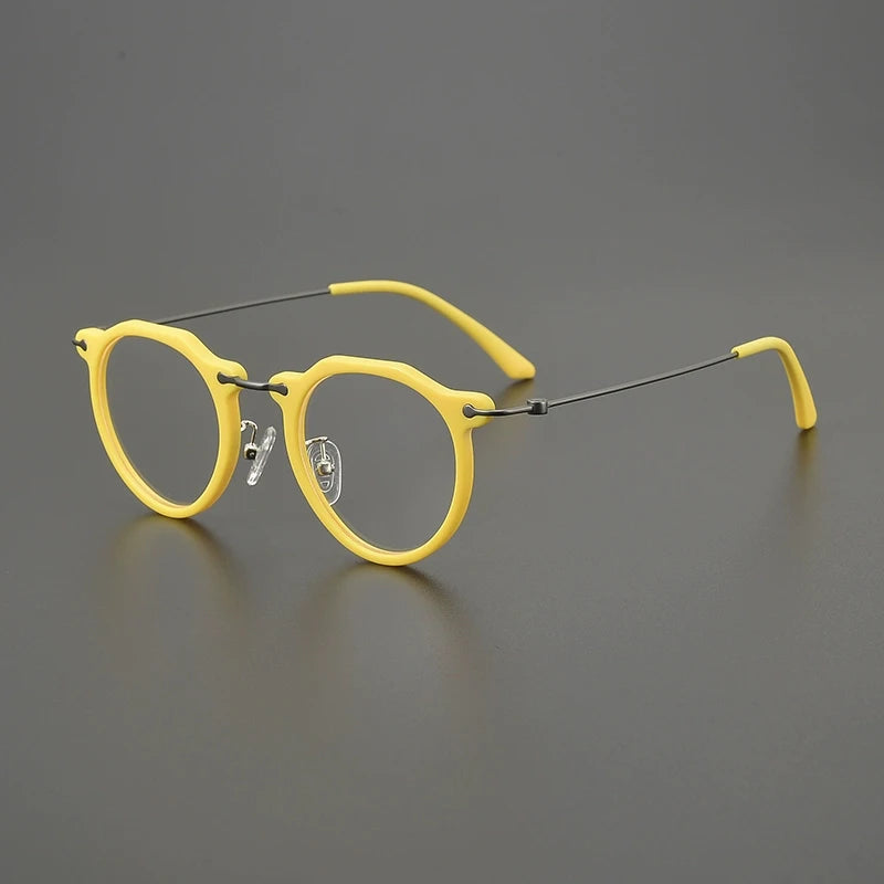 Titanium Crystal Panto Prescription Eyeglasses | Ultra-Light Optical Frame for Rx Lenses – CINILY UK - Yellow