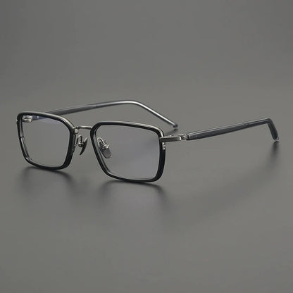 Titanium Acetate Browline Square Prescription Eyeglasses