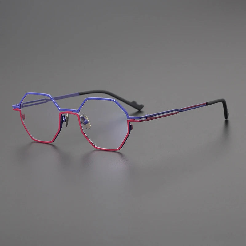 Titanium Matte Blue Geometric Prescription Eyeglasses | Ultra-Light Optical Frame for Rx Lenses – CINILY UK - Purple