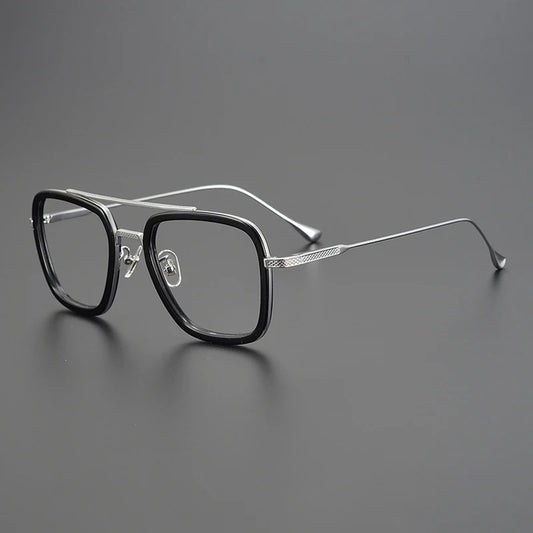 Titanium Acetate Bold Square Prescription Eyeglasses