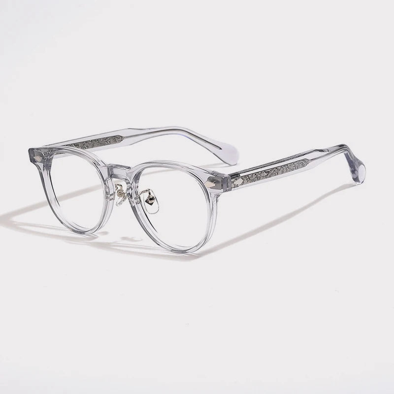 Acetate Round Prescription Eyeglasses | Affordable Retro Rx Glasses – CINILY UK - Transparent