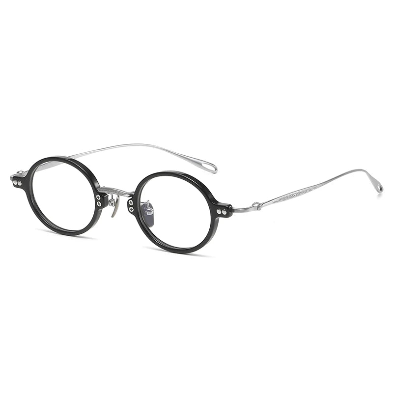 Petite Titanium Acetate Round Prescription Eyeglasses | Ultra-Light Optical Frame for Rx Lenses – CINILY UK - Black
