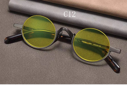 Retro Oval Polarised Sunglasses | Titanium Frame | Dark Brown additional product view