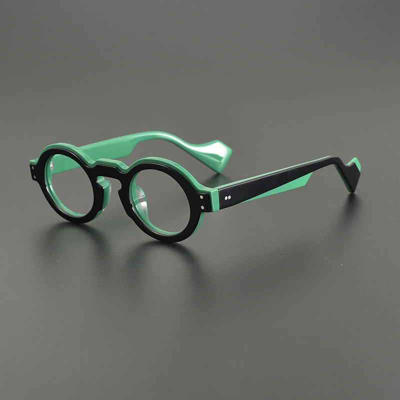Acetate Chunky Round Prescription Eyeglasses | Bold Retro Rx Glasses – CINILY UK - Green
