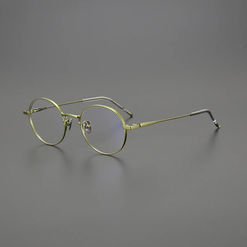 Korean Titanium Round Prescription Eyeglasses | Ultra-Light Optical Frame for Rx Lenses – CINILY UK - Green
