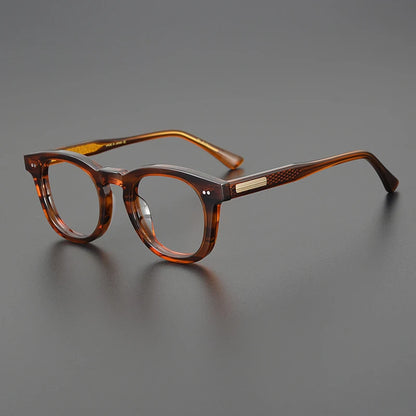 Acetate Amber Round Prescription Eyeglasses