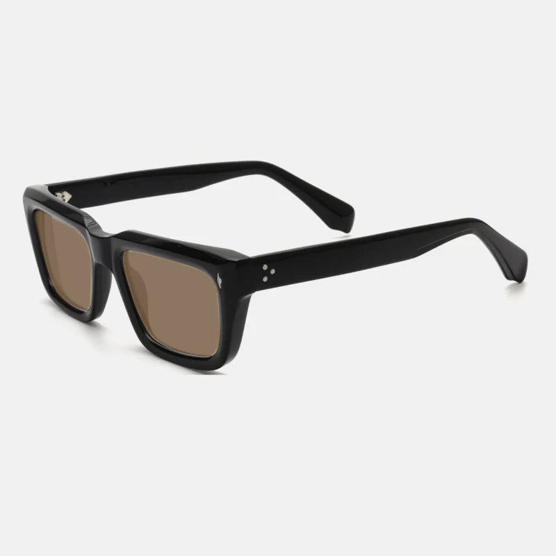 Vintage Thick Acetate Polarised Sunglasses | UV400 | Retro Square - Black