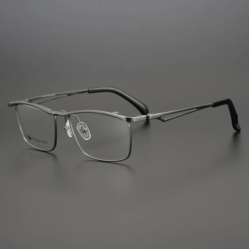 Titanium Flip-Up Square Prescription Eyeglasses | Lightweight Functional Rx Glasses – CINILY UK - GUNMETAL