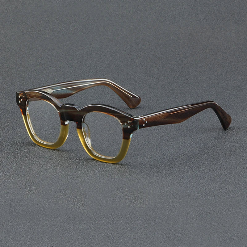 Acetate Small Two-Tone Prescription Eyeglasses | Retro Optical Frame for Rx Lenses – CINILY UK - Brown
