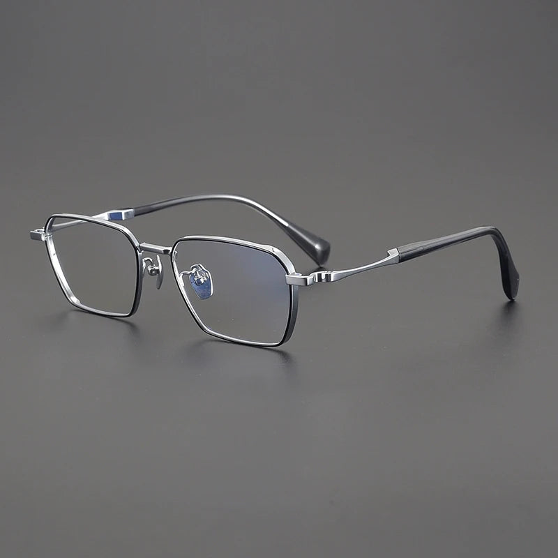 Large Titanium Square Prescription Eyeglasses | Lightweight Optical Frame for Rx Lenses – CINILY UK - silver