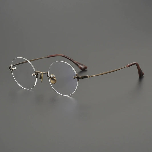 Handmade Titanium Rimless Round Prescription Eyeglasses | Ultra-Light Optical Frame for Rx Lenses – CINILY UK