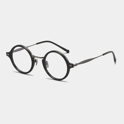 Titanium Acetate Windsor Round Eyeglasses temple detail