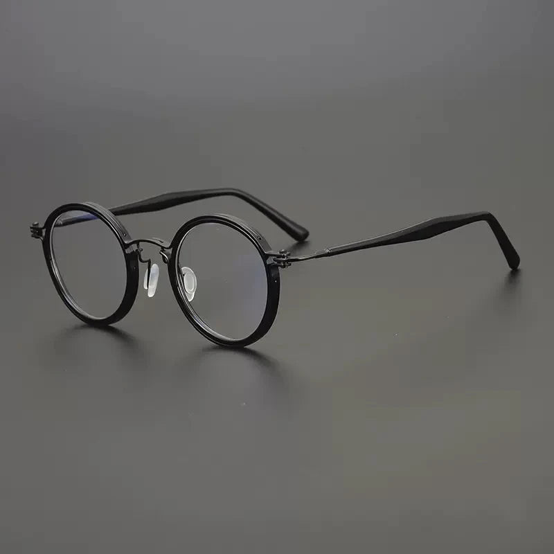 Ultra-Light Pure Titanium Vintage Round Optical Glasses Frame - C1