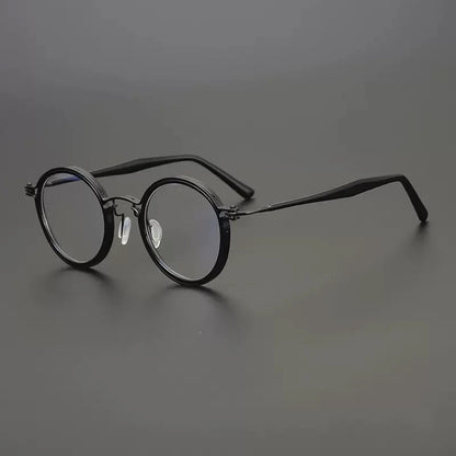 Ultra-Light Pure Titanium Vintage Round Optical Glasses Frame additional product view