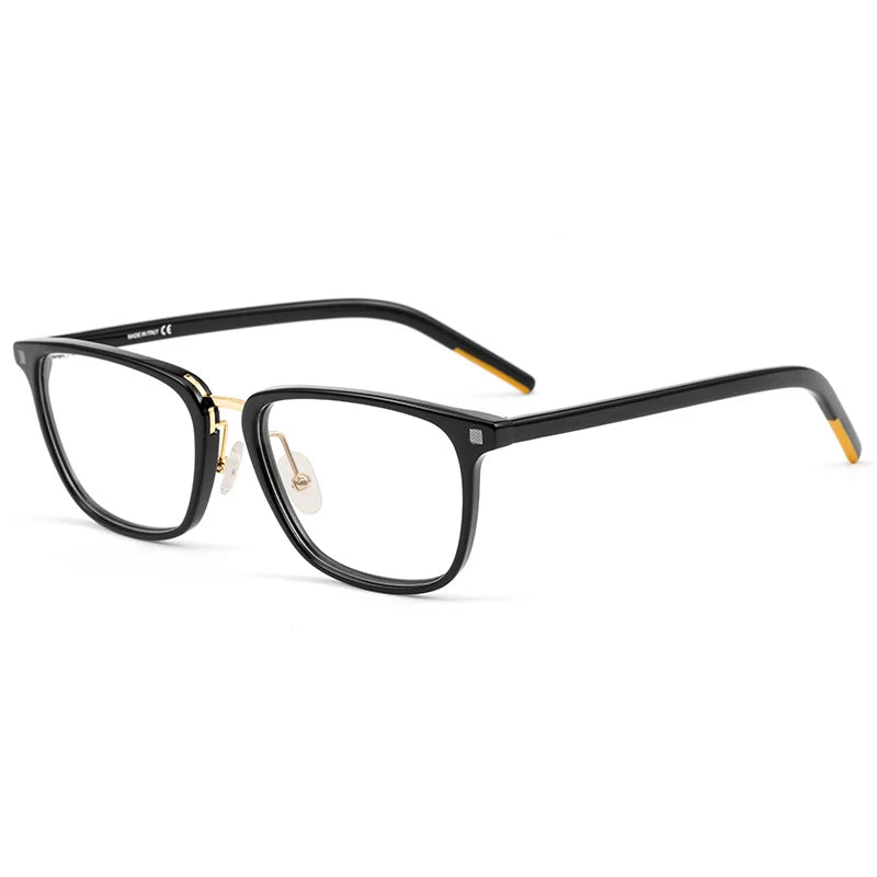 Crystal Acetate Square Prescription Eyeglasses | Transparent Optical Frame for Rx Lenses – CINILY UK - Black-Gold